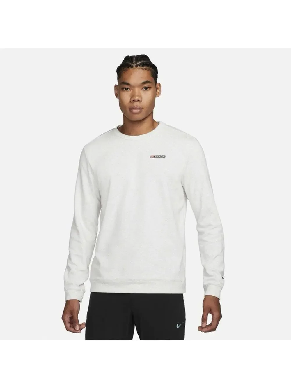 Nike Men’s Sz M Dri-FIT Track Club Long Sleeve Crew Sweatshirt Heathered‎ Gray